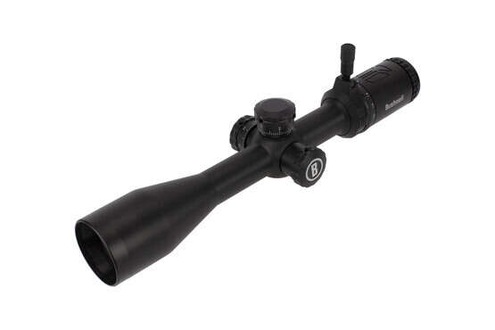 Bushnell AR Optics 4.5-18x .223 rifle scope features a folding throw lever for fast and confident magnification changes.